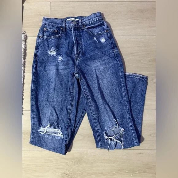 Pacsun Eco Medium Blue Distressed Dad Jeans - 23 - Picture 2 of 6